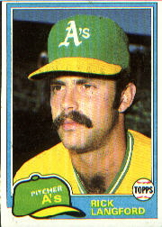 1981 Topps Baseball Cards      154     Rick Langford